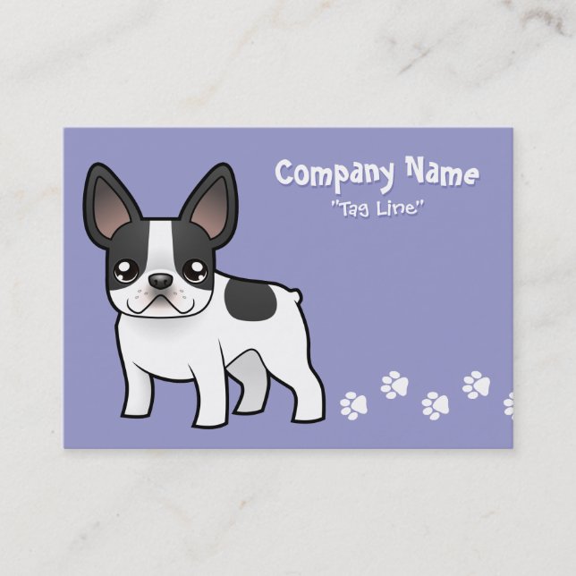Carte De Visite Bouledogue français de bande dessinée (Devant)