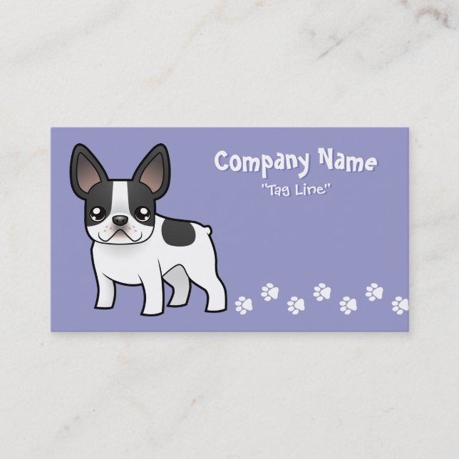 Carte De Visite Bouledogue français de bande dessinée (Devant)