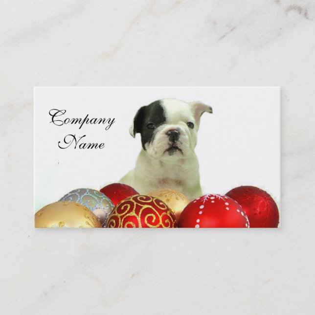 Carte De Visite Bouledogue français de Noël (Devant)