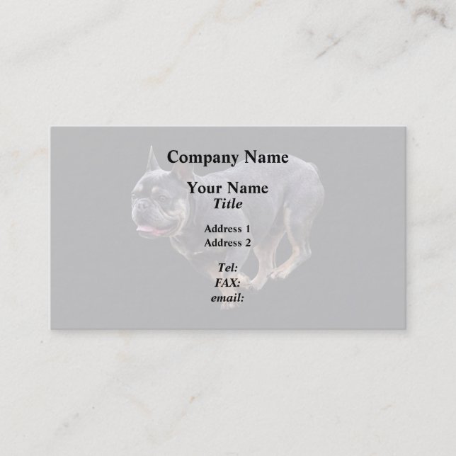 Carte De Visite Bouledogue français en course (Devant)