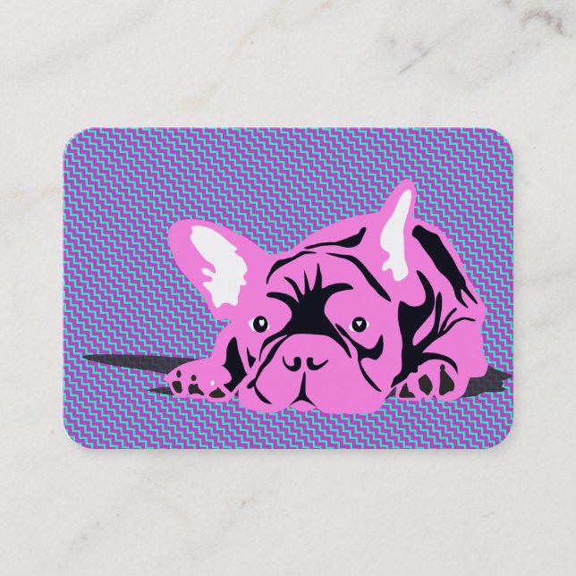 Carte de visite Bouledogue Français, Moderne Rose  (Devant)