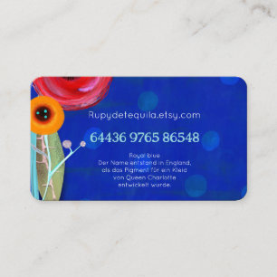 Carte De Visite Bouquet azur fleuri de bleu royal pois azur royaux