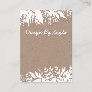 Carte De Visite Bouquet Blanc Sur Collier Kraft & Écran D'Oreille