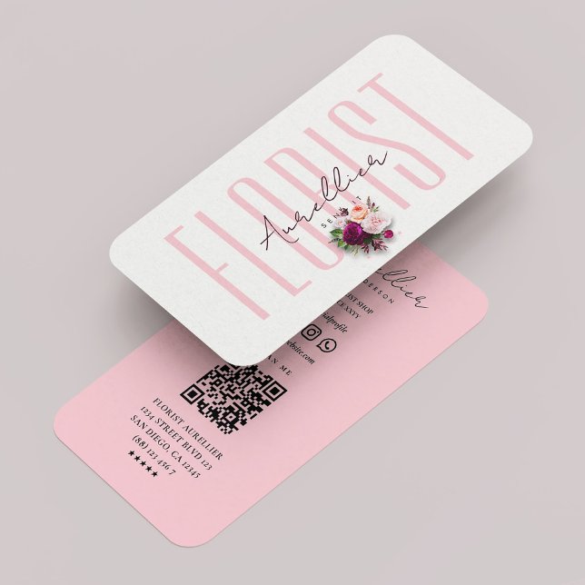 Carte De Visite Bouquet de Boho Pastel rose Aesthétique (Aesthetic Pastel Pink Florist Boho Bouquet Business Card
)