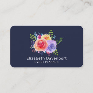 Carte De Visite Bouquet de fleurs Rose aquarelle