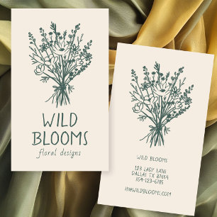 Carte De Visite Bouquet de fleurs sauvages Rustique Minimal Simple
