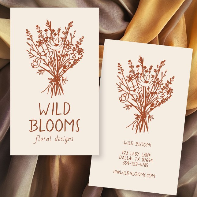 Carte De Visite Bouquet de fleurs sauvages Rustique Minimal Simple (Wildflower Bouquet Rustic Minimal Simple Floral FLorist Business Card
)