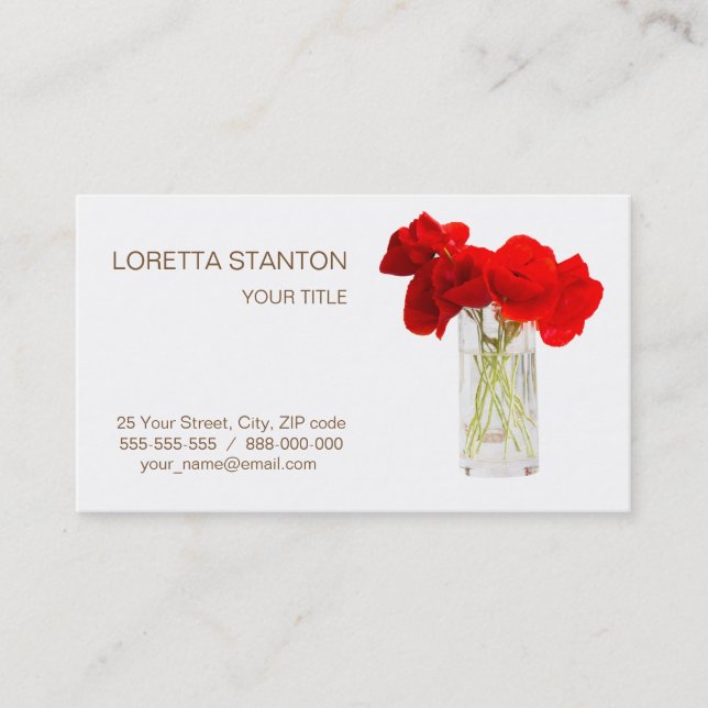 Carte De Visite Bouquet de pavots rouges (Devant)