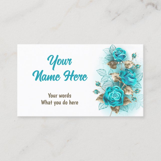 Carte De Visite Bouquet de Roses turquoise (Devant)