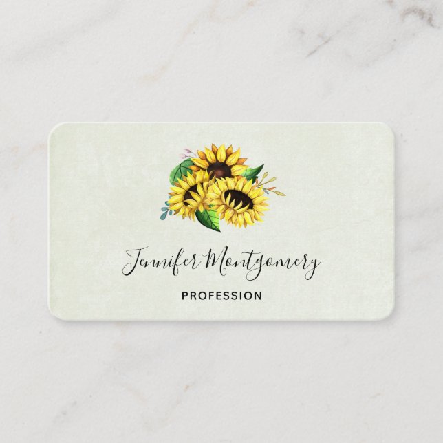 Carte De Visite Bouquet de tournesol jaune en aquarelle (Devant)