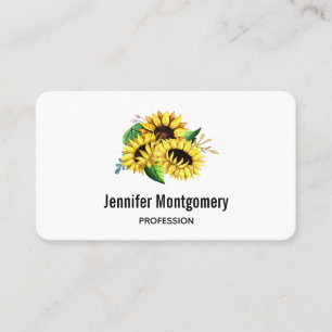 Carte De Visite Bouquet de tournesol jaune en aquarelle