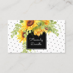 Carte De Visite Bouquet de tournesols à l'aquarelle et pois