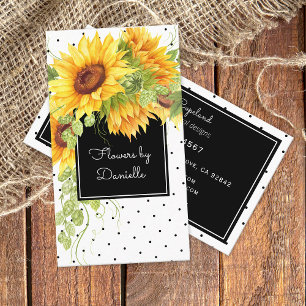 Carte De Visite Bouquet de tournesols aquarelle et Pois