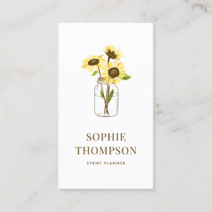 Carte De Visite Bouquet de tournesols dans le pays de Mason Jar Ru