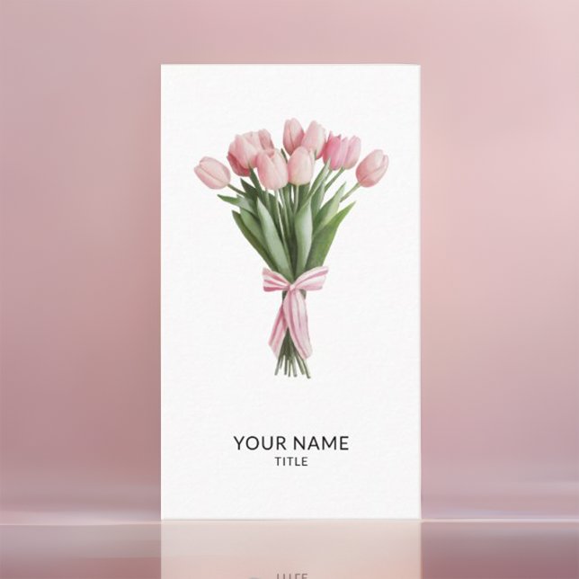 Carte De Visite Bouquet de tulipes roses Qr Code (Créateur téléchargé)