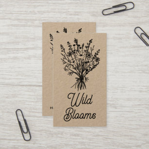Carte De Visite Bouquet fleur sauvage Rustique minimaliste Floral