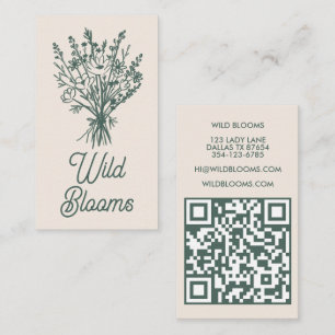 Carte De Visite Bouquet fleur sauvage Rustique minimaliste Sage fl