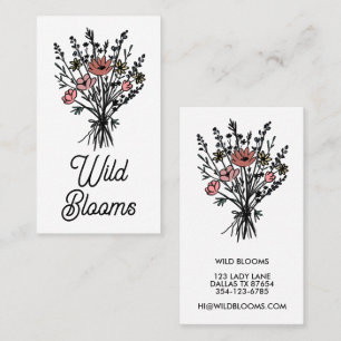 Carte De Visite Bouquet fleur sauvage Rustique minimaliste Simple