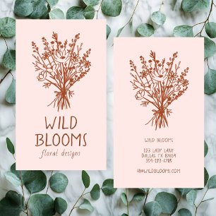 Carte De Visite Bouquet fleur sauvage Rustique minimaliste Simple