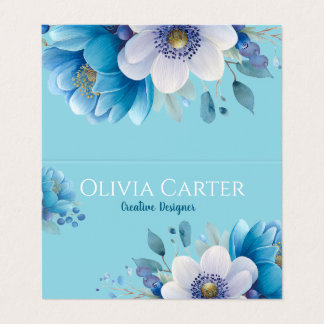 Carte De Visite bouquet fleuri dans un style aquarelle serein.