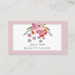 Carte De Visite Bouquet floral Boho rose pâle