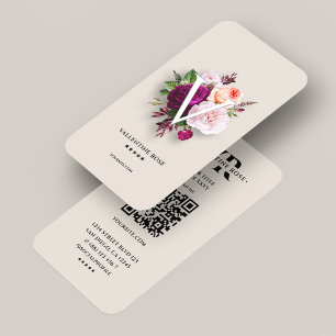 Carte De Visite Bouquet Floral Minimaliste Esthétique Initiales Sa