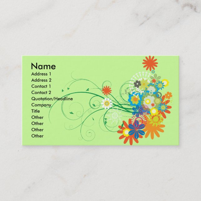 Carte De Visite bouquets de fleurs de spirales vectoriel (Devant)