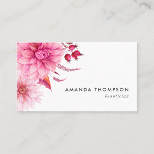 Carte De Visite Bourgogne et floral aquarelle rose