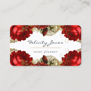 Carte De Visite Bourgogne Rouge et or Vintage Floral