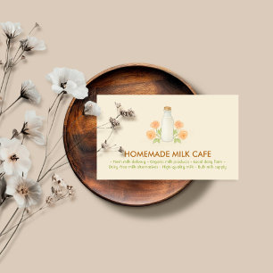 Carte De Visite Bouteille de lait aquarelle floral jaune