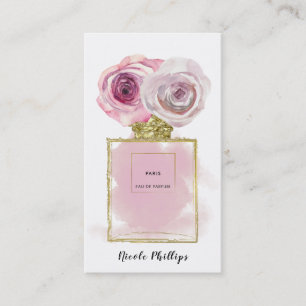 Carte De Visite Bouteille de parfum de mode florale Roses roses Gl