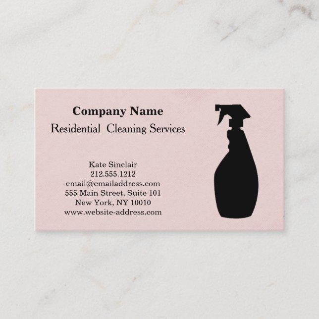 Carte De Visite Bouteille de pulvérisation de service de nettoyage (Devant)