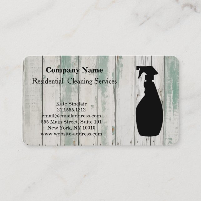 Carte De Visite Bouteille de pulvérisation de service de nettoyage (Devant)