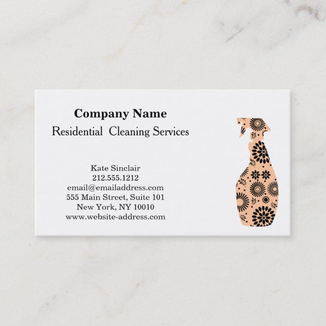 Carte De Visite Bouteille de pulvérisation de service de nettoyage (Devant)