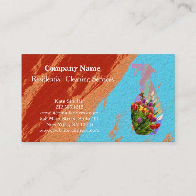 Carte De Visite Bouteille de pulvérisation de service de nettoyage (Devant)