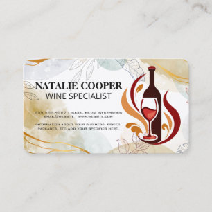 Carte De Visite Bouteille de vin en verre Aquarelle dessinée à l