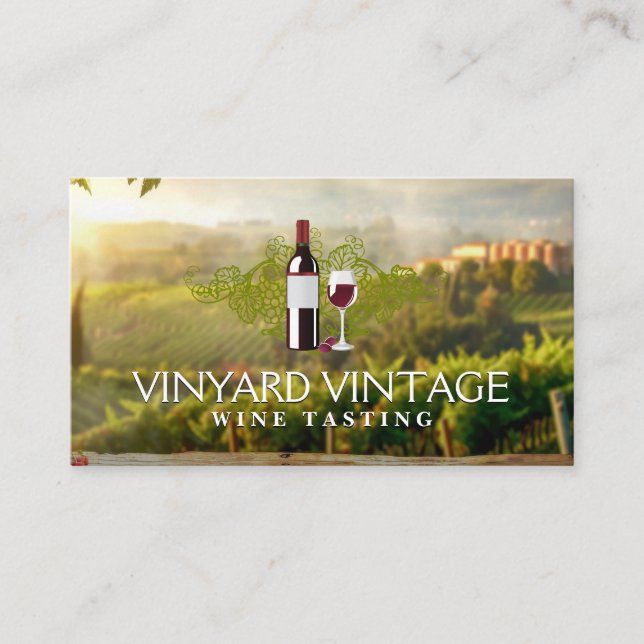 Carte De Visite Bouteille de vin et verre | Domaine viticole (Devant)