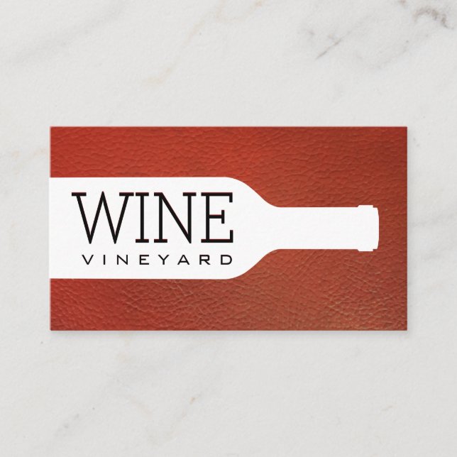 Carte De Visite Bouteille de vin | Texture de cuir (Devant)