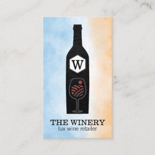 Carte De Visite Bouteille de vin & Verre   Monogramme