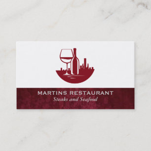 Carte De Visite Bouteille en verre à vin   Ville Skyline