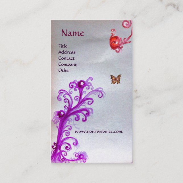 CARTE DE VISITE BOUTEILLE, MAGIQUE ROUGE PURPLE SWIRLS PEARM MONOG (Devant)