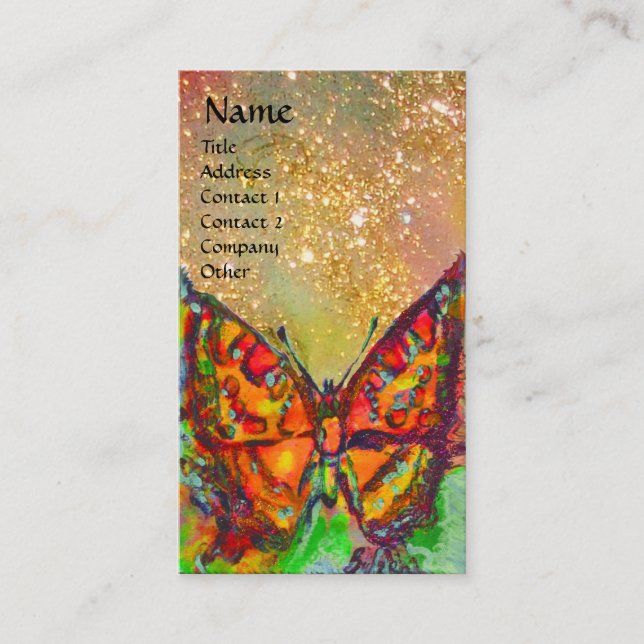 CARTE DE VISITE BOUTEILLE ROUGE EN JAUNE ÉPARKLES D'OR (Devant)