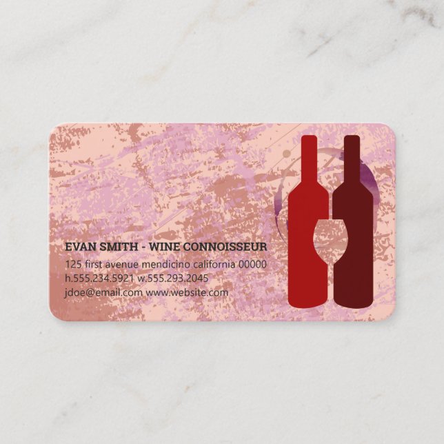 Carte De Visite Bouteilles de vin | Fond de texture | Vignoble (Devant)