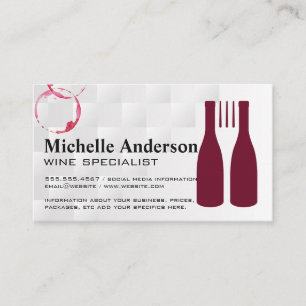 Carte De Visite Bouteilles de vin rouge et fourchette Restaurant