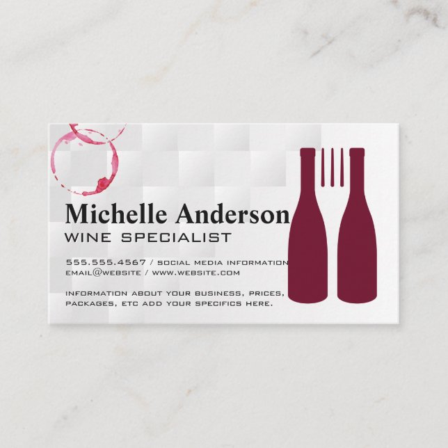 Carte De Visite Bouteilles de vin rouge et fourchette | Restaurant (Devant)