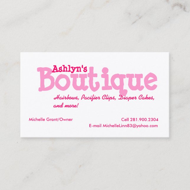 Carte De Visite Boutique (Devant)