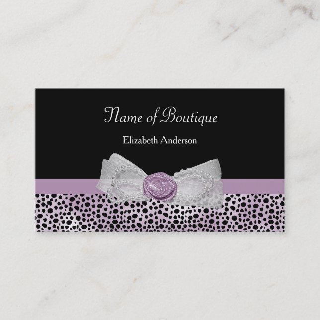 Carte De Visite Boutique au Ruban Noir Violet (Devant)