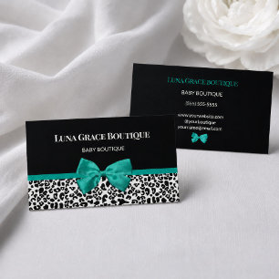 Carte De Visite Boutique Bébé Léopard Turquoise