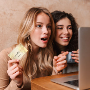 Carte De Visite Boutique Boutique SPA Gold Flowers QR Code