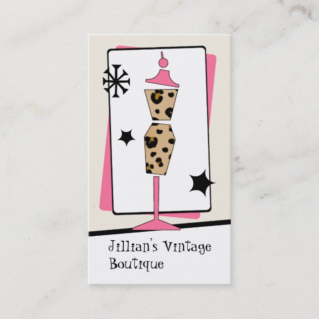 Carte De Visite Boutique / Boutique Vintage - Forme de robe rose l (Devant)